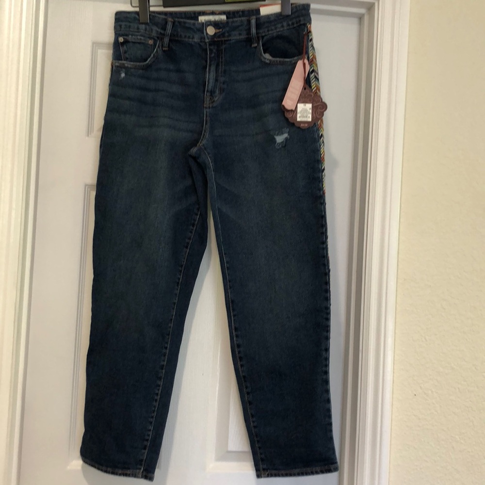 Knox Rose Mid Rise Straight Distressed Jeans